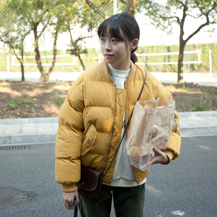 兔子家-棒球宽松压格厚实面包棉服 港风机车...