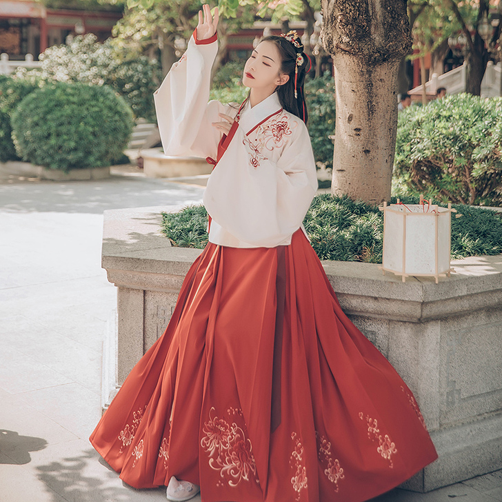 汉尚华莲汉服女正品原创芙蓉月袄裙+彼岸花绣...