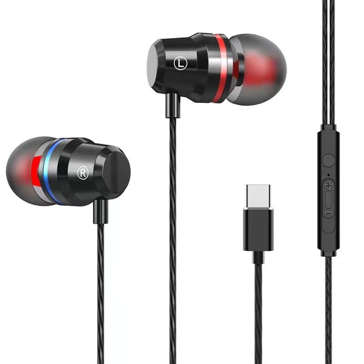 type-c耳机金属耳机重低音入耳式线控带