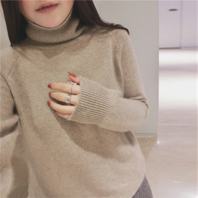 19新款高领100%羊绒衫女高领加厚针织衫...