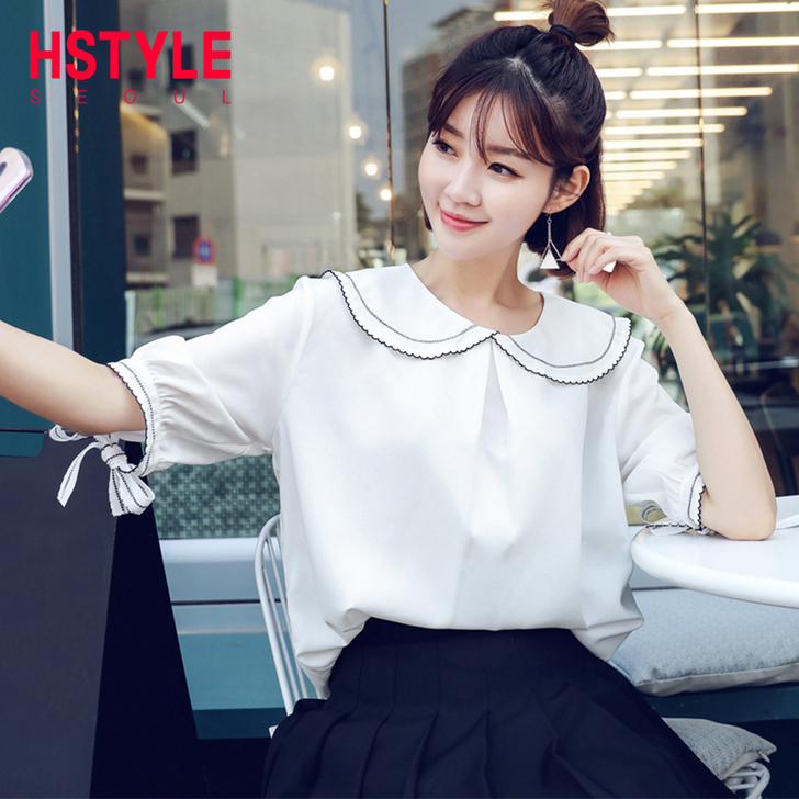 韩都衣舍2018夏新款韩版上衣宽松洋气小衫...