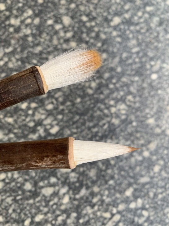 纯手工鸡矩毛笔古法兼毫短峰蒜头笔