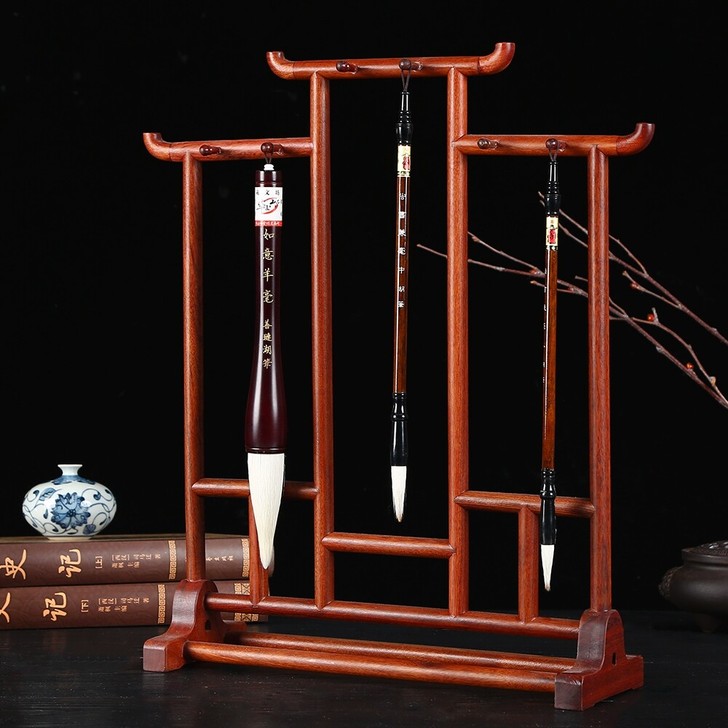 红木毛笔架毛笔挂大号酸枝木明式笔架笔搁 实...