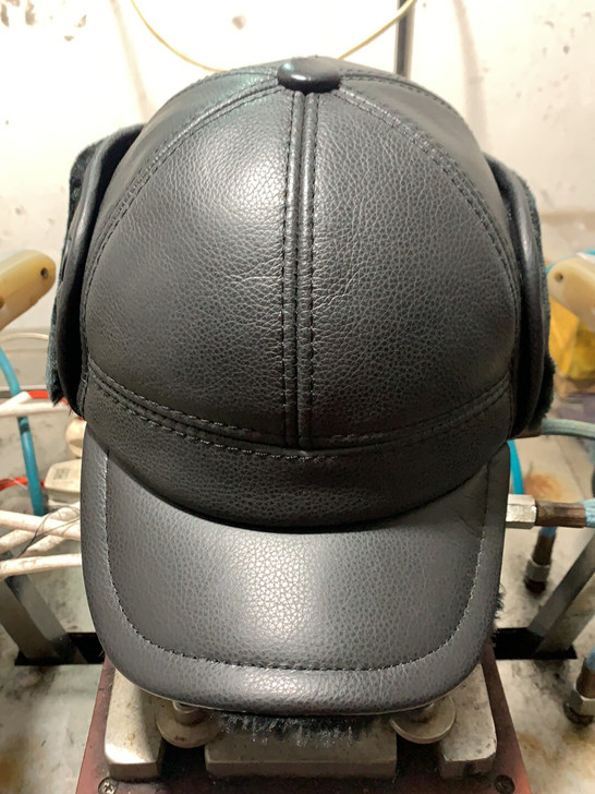 加绒加厚头层牛皮小冬帽，49.9