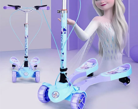 迪士尼儿童滑板车蛙式3-12岁6双脚8小孩...