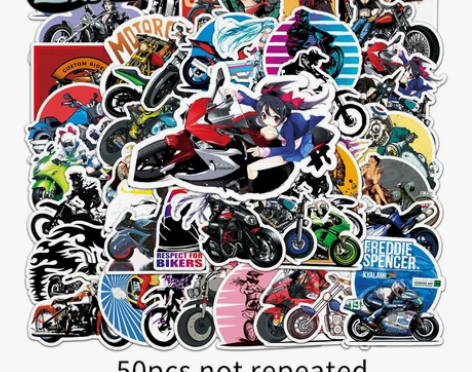 50张潮流个性机车DIY装饰贴纸行李箱笔记...