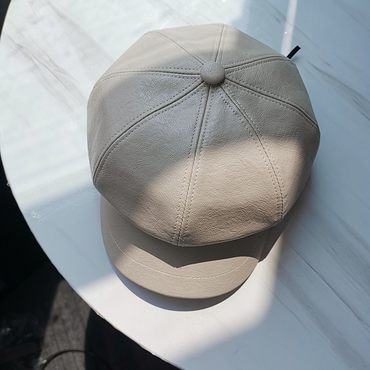 【双11狂欢价】网红pu皮质八角帽子女秋季...