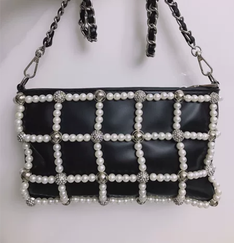 珍珠包时尚气质斜挎女包小方包高级感洋气手提...