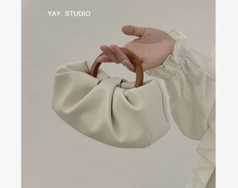 小众手提褶皱包包女时尚高级感链条包百搭in...