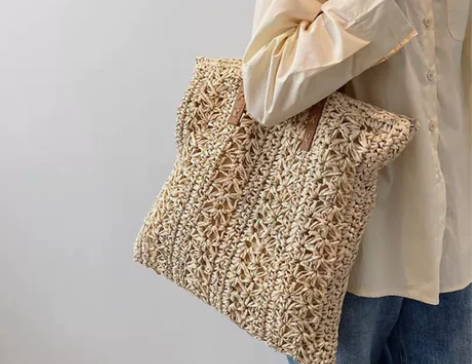 小清新森系文艺单肩草编包女ins风大容量手...