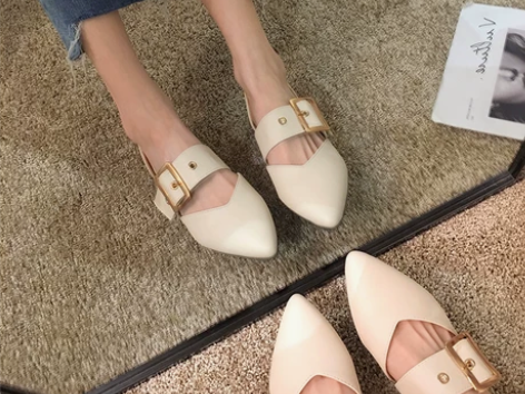 仙女单鞋女2021春季尖头鞋子百搭平跟温柔...