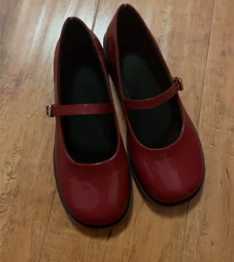 红色小皮鞋 27码 JK 娃娃鞋 方头 软...