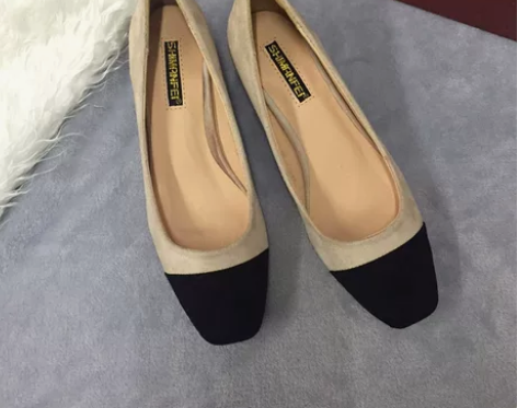 ?2016春夏潮欧洲站拼色套脚粗跟浅口单鞋...