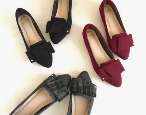 ?日系水钻蝴蝶结格子小香风防磨脚设计舒适浅...