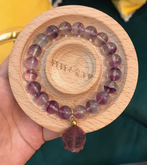 天然萤石水晶手链，送萤石玫瑰花提溜，紫色千...