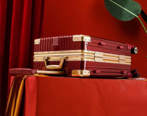 杰西度红色行李拉杆箱结婚陪嫁箱女密码箱嫁妆...