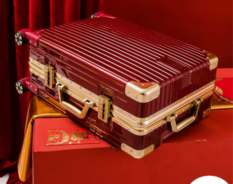厂家直销 爆款喜庆行李箱大红色金边红结婚箱...