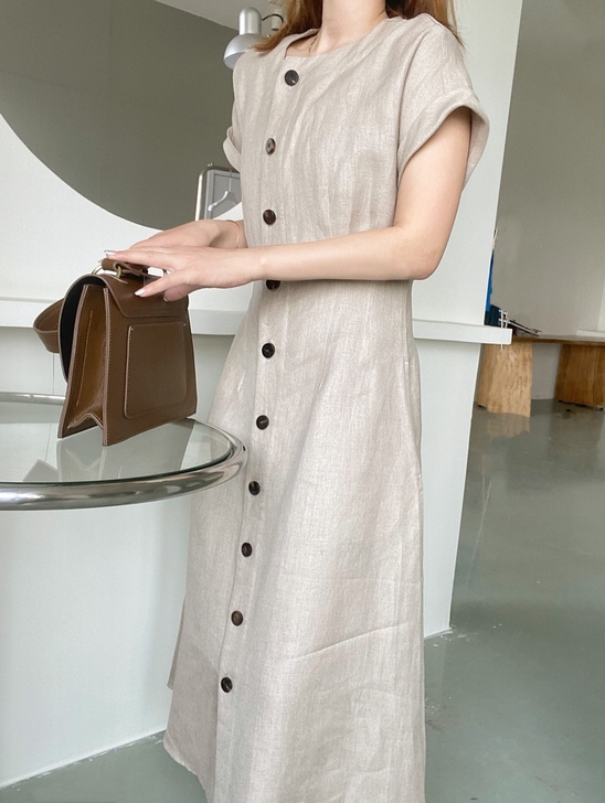 韩风夏季新品 chic简约素色袖子挽边显瘦...