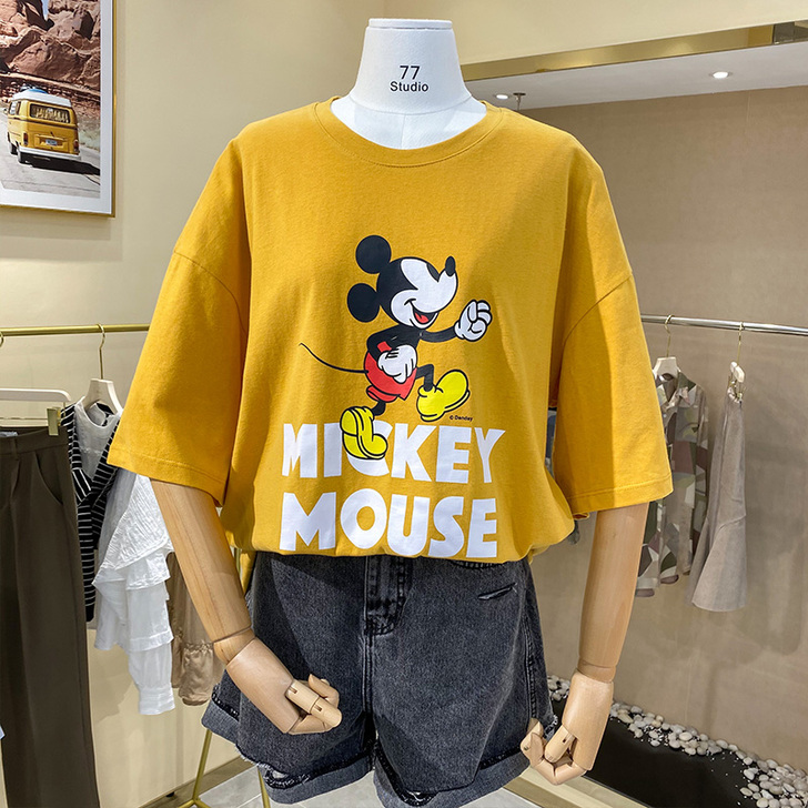 福利款不退换#装韩版宽松卡通米奇百搭磨毛棉...