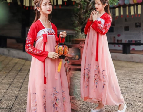 锦鲤汉服袄裙女魏晋中国风齐胸襦裙广袖古装超...