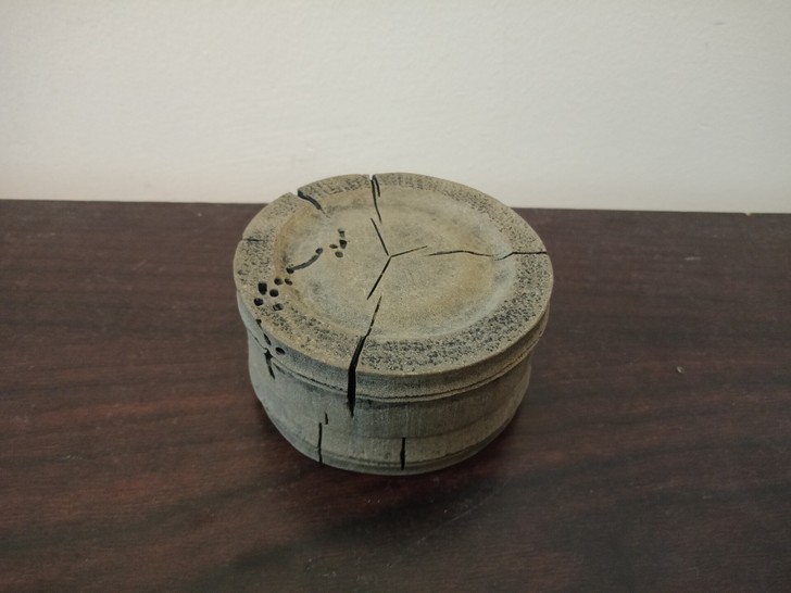 新仿竹根石雕印泥盒 超级写实 带原配印泥