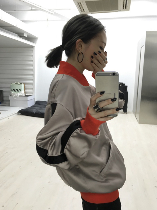 美伢原创设计日式刺绣两面穿棒球夹克外套