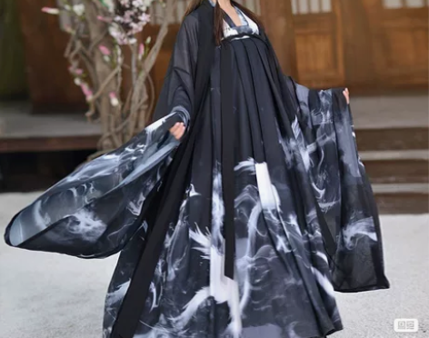 如梦霓裳汉服重明 黑色大袖衫 白色上襦 如...