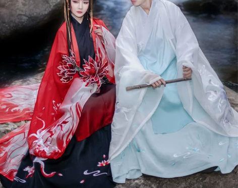 如梦霓裳原创情侣汉服男女大袖衫涂山九尾狐绣...