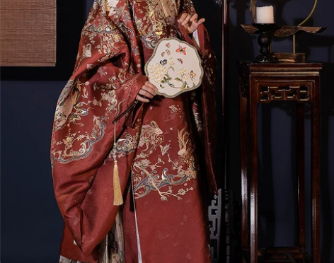 汉服汉服女明制婚服织金妆花纱立领大对襟长袄...