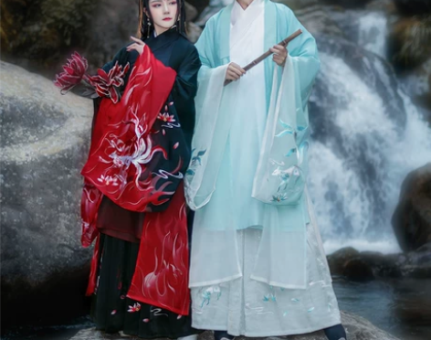 如梦霓裳涂山汉服男女情侣装大袖衫重工绣花情...