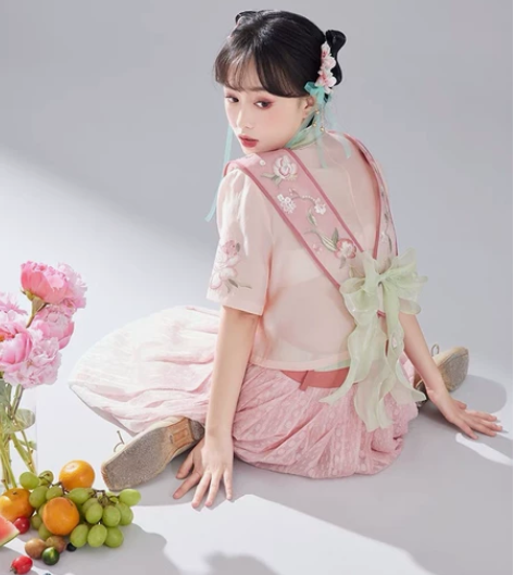 七月夕 糖月玫瑰 对襟短衫渐变印花褶裙绣花...