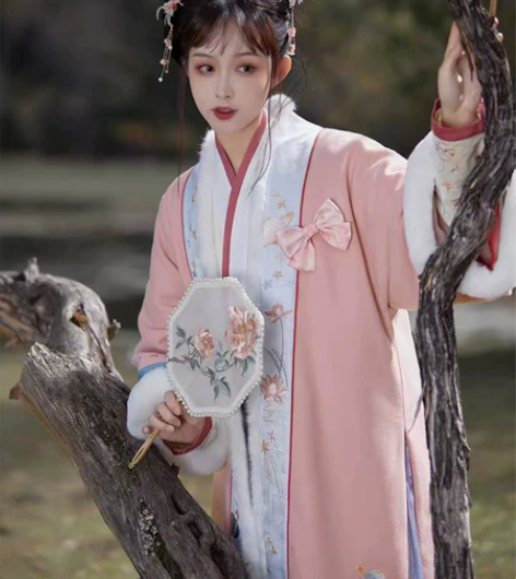 七月夕 山影雪月 飞机袖短衫加绒绣花长褙子...