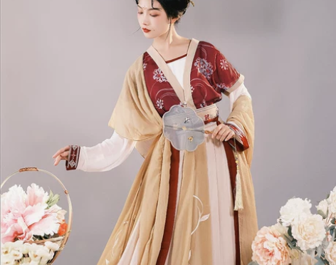 耀春醉芙蓉新款原创汉服唐背子对襟衫十二破交...