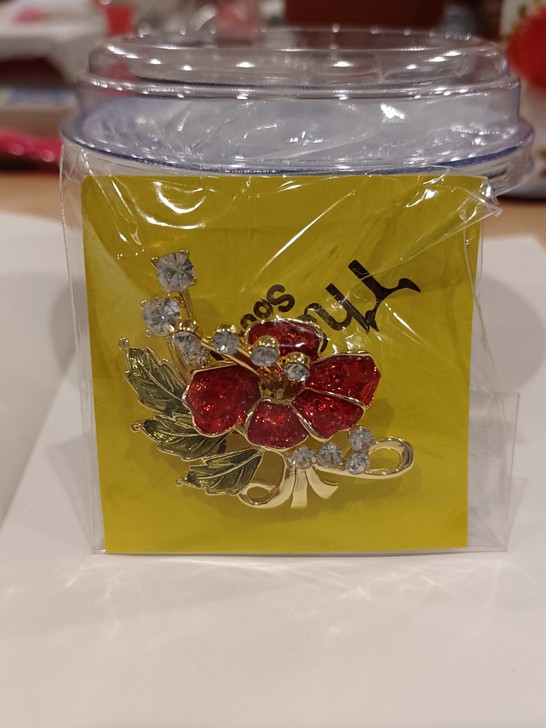 红花胸针，这款异域风情更好，配上素色的衣服...