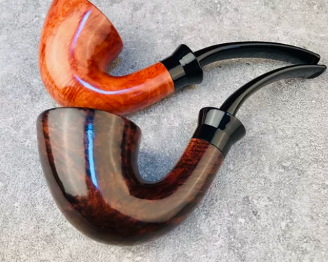 进口石楠木根实木手工中大号萨克斯大弯烟斗3...