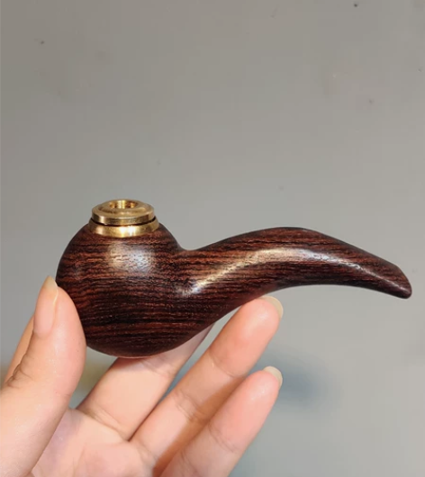 全实木烟斗男士手工烟袋锅弯式小号便携卷烟旱...