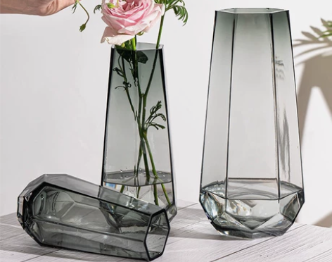 新款轻奢简约风欧式玻璃花瓶透明水养百合玫瑰...