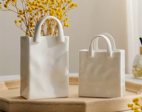 32.8元包邮，复古手提包花篮陶瓷水培花瓶...