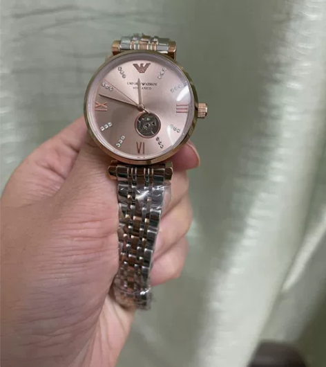 全新机械女表 阿玛尼女表 玫瑰金色镂空满天...