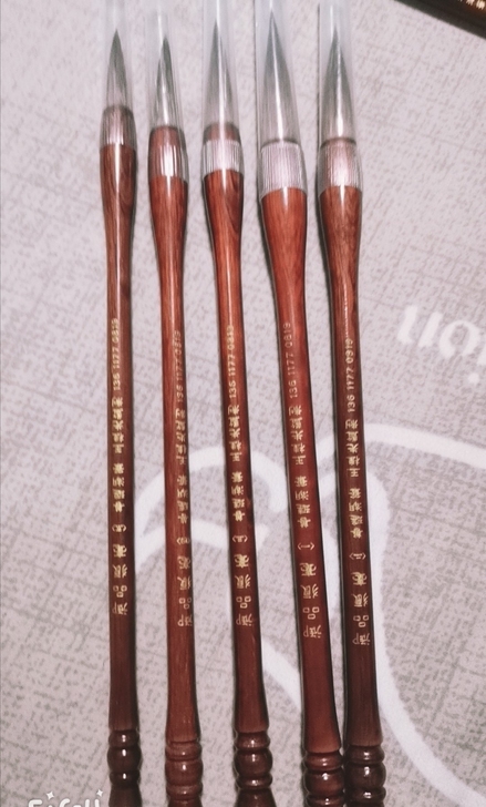 红木御品狼毫，善琏湖毛笔，五个型号是一套，...
