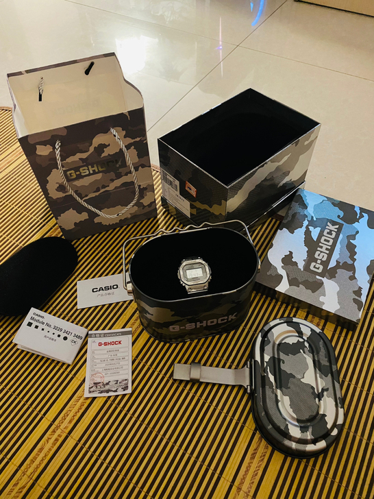 卡西欧小方块G-Shock冰川白迷彩，实体...