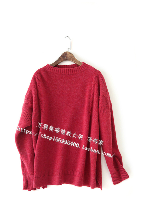 全新秋冬减龄款纯色羊绒衫毛衣女宽松外穿圆领...
