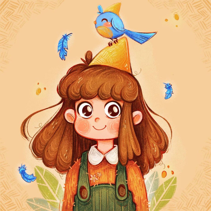 手绘欧美儿童插画可爱大眼萌人物板绘临摹素材