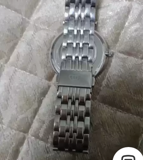 天王男式超薄石英手表,全白锈钢实芯表带,比...