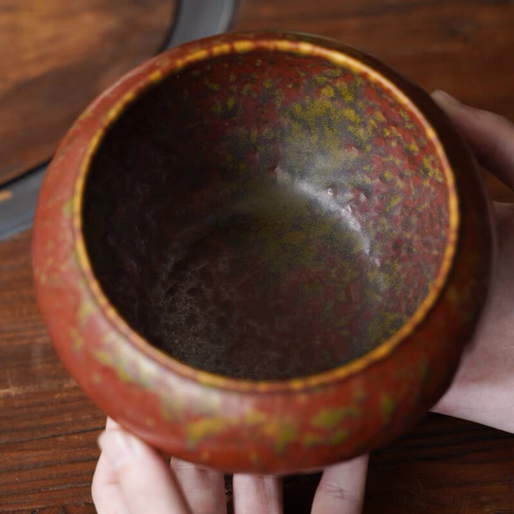 倚云煮泉 铁锈花茶叶末窑变釉水盂