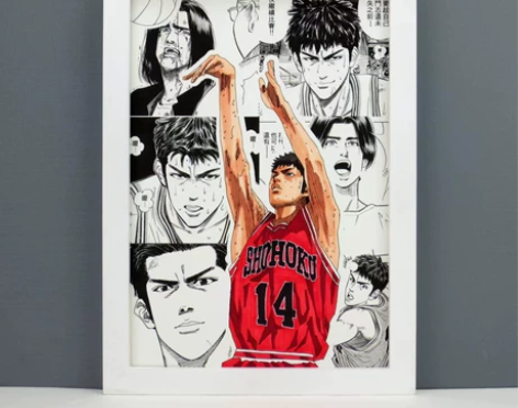 手绘灌篮高手三井寿 注：此款作品只有中间彩...
