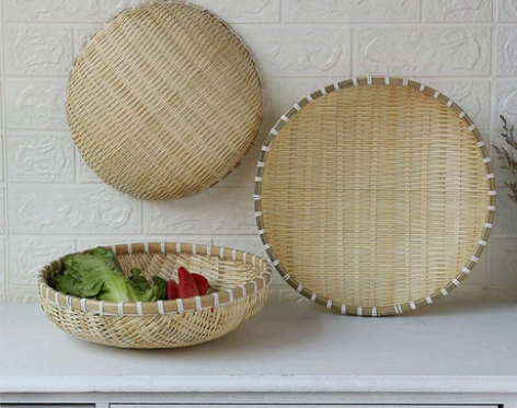 【处理】手工竹编簸箕馒头收纳筐竹制品篮子竹...