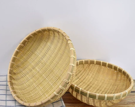 竹编簸箕馒头筐竹制品篮子洗菜装水果道具表演...