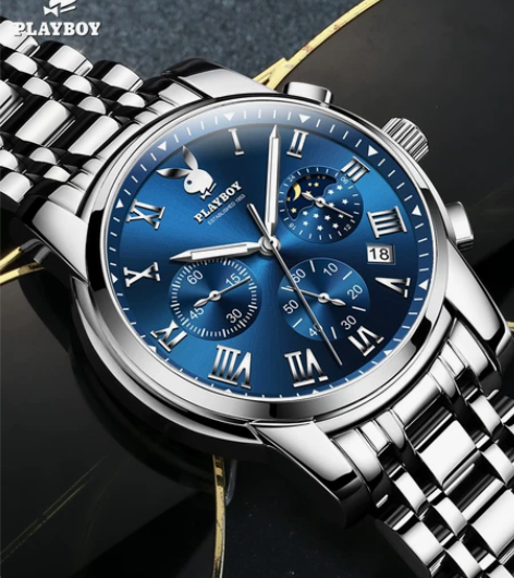 【花花公子】石英机芯防水多功能情侣手表 低...