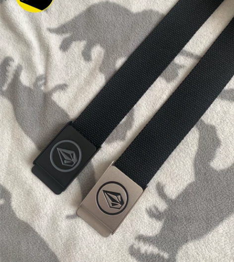 Volcom帆布腰带 钻石滑雪潮牌裤带 街...